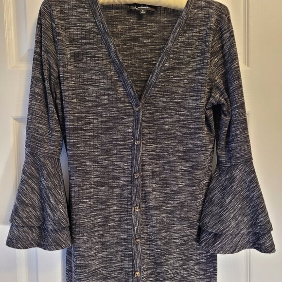 🌹NWOT Lulus Marled Bell Sleeve Jersey Knit Midi Dress - Picture 5 of 9